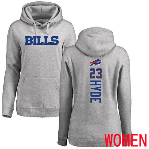 NFL Women Buffalo Bills #23 Micah Hyde Ash Backer Pullover Hoodie Sweatshirt